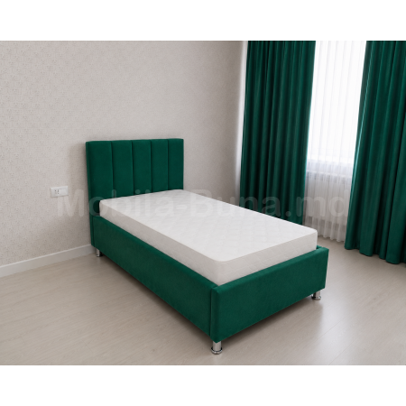 Pat tapițat pentru copii Line verde smarald 90×200 cm A-21